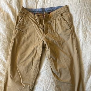 Lakewashed stretch khakis, flannel-lined